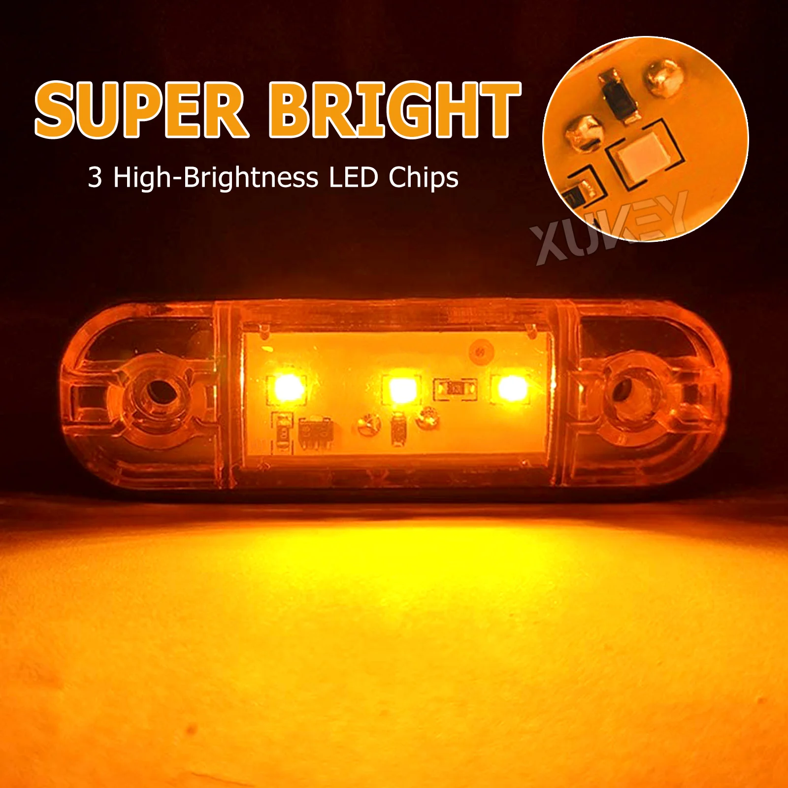 4pcs LED Truck Parts Side Marker Lights 12V-24V Amber Indicator Lorry Trailer UTE Turn Signal Side Front Position Clearance Lamp