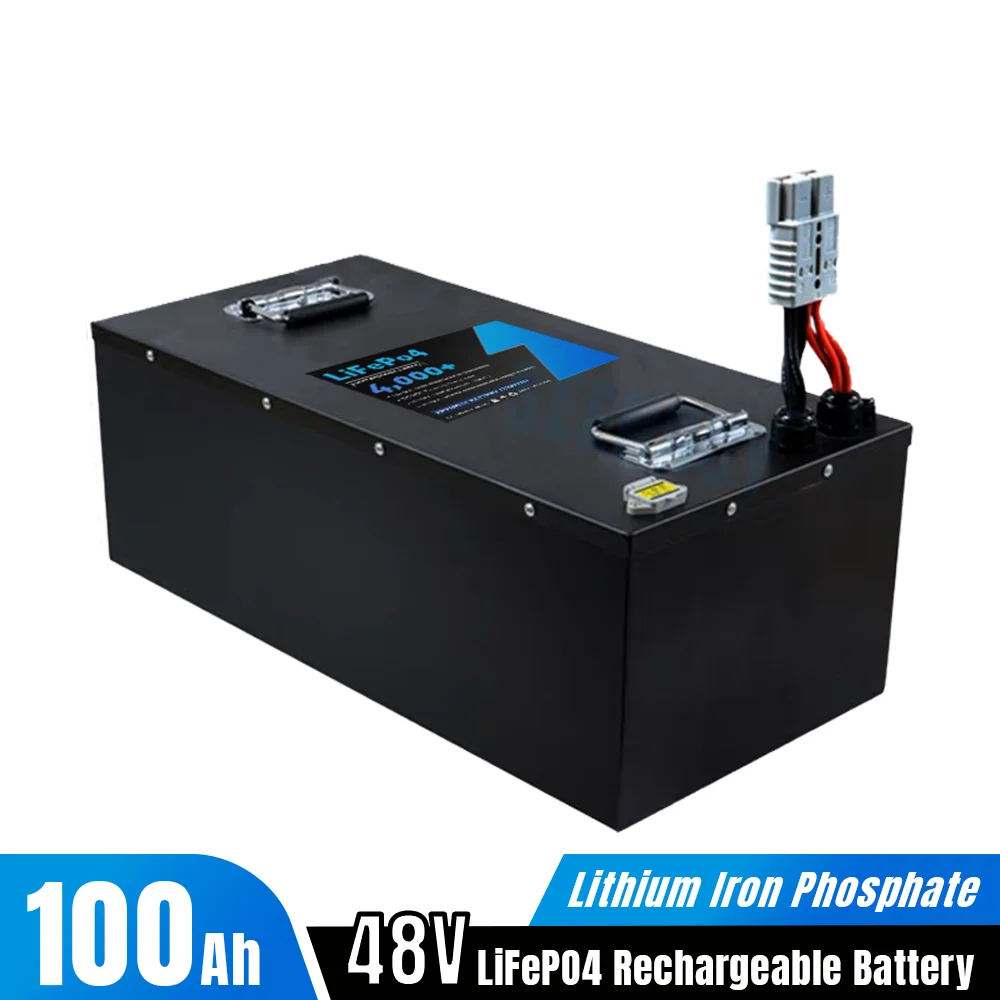 48V 100Ah Lifepo4 Battery Pack Lithium Iron Phosphate Built-in BMS for Solar Energy Motorhome Tricycle Outdoor Large Capacity