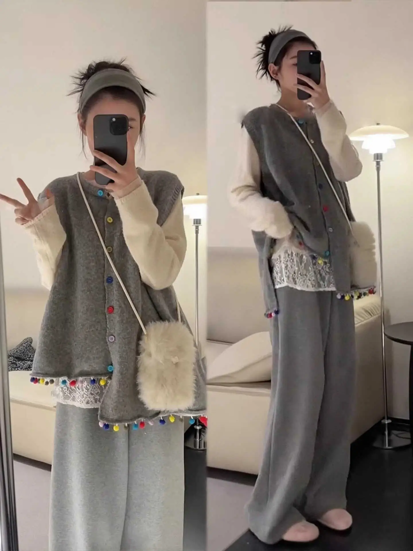 

Loose Women's Knitted Sweater Korean Sle Design Spring New Age Reduction Vest Meat Covering Comfortable Long Sve C...