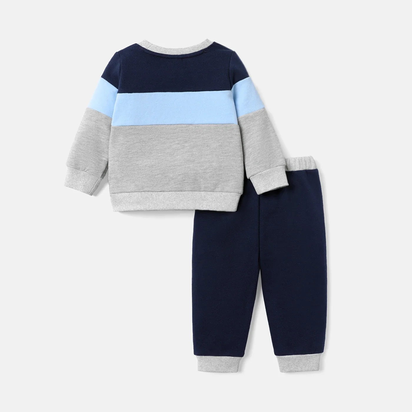 PatPat 2pcs Baby Boy/Girl Long-sleeve Colorblock Sweatshirt and Letter Print Sweatpants Set Soft and Comfortable