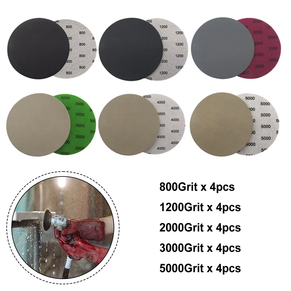 24pcs 800-5000 Grit Sandpaper For Woodworking Wet Dry Sanding Discs Grinding Sanding Discs Kit Polishing Power Tools Parts