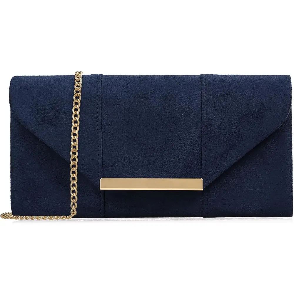 

Dexmay Women Faux Suede Envelope Clutch Purse Evening Velvet Handbag Foldover Shoulder Crossbody Bag
