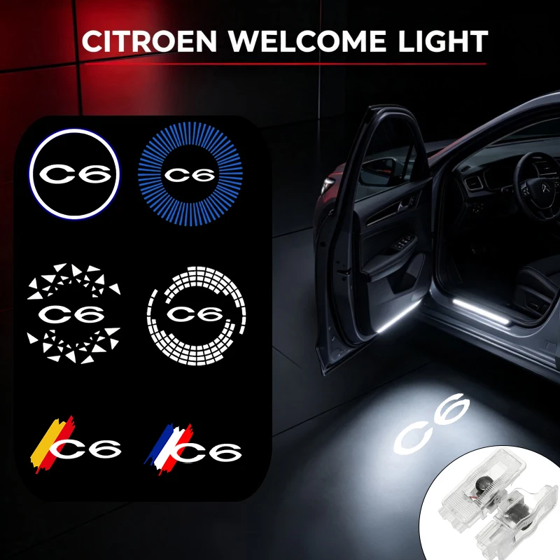2PCS Ghost Shadow Emblem LED Car Door Courtesy Projector Welcome Lamps For Citroen C6 2017 Interior Modification Accessories