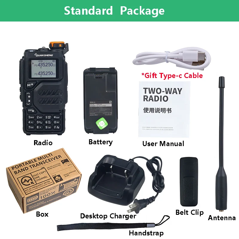 Quansheng-UV-K5 Walkie Talkie, 5 W Air Band, rádio em dois sentidos, UHF, VHF, DTMF, FM Scrambler, NOAA, freqüência sem fio, copiar radioamador