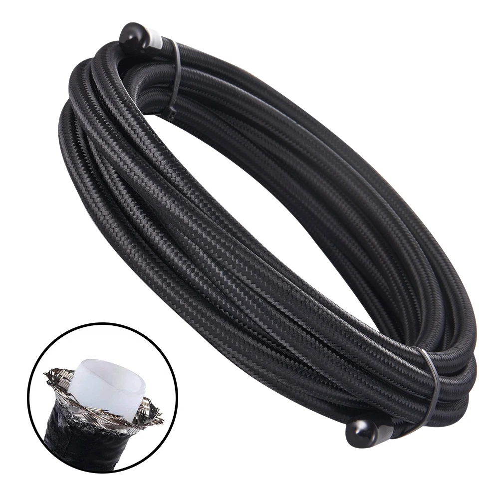 6AN 5/16'' PTFE Fitting Kit E85 Hose Braided Fuel Injection Line Fitting Kit 16FT Nylon Stainless Steel Black Braided Oil Pipe