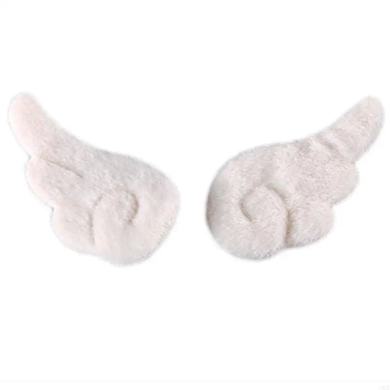 N2UE Hair Clips Non-Slip Cartoon Angel Wing Side Clip Plush Barrettes Accessories