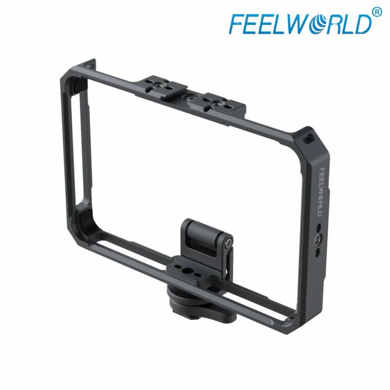 Protective Case for FeelWorld F6PLUS/F6PLUSX Monitor with Camera Cage Bracket and Top Shoe Mount  Aluminum Alloy Monitor Cage