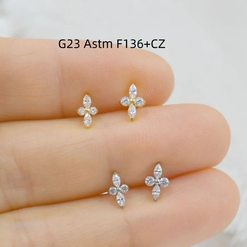 

Lot10pcs G23 Titanium Piercing CZ Gem Lip Labret Bar Ear Helix Tragus Rook Barbells Stud NEW Body Piercing Jewelry