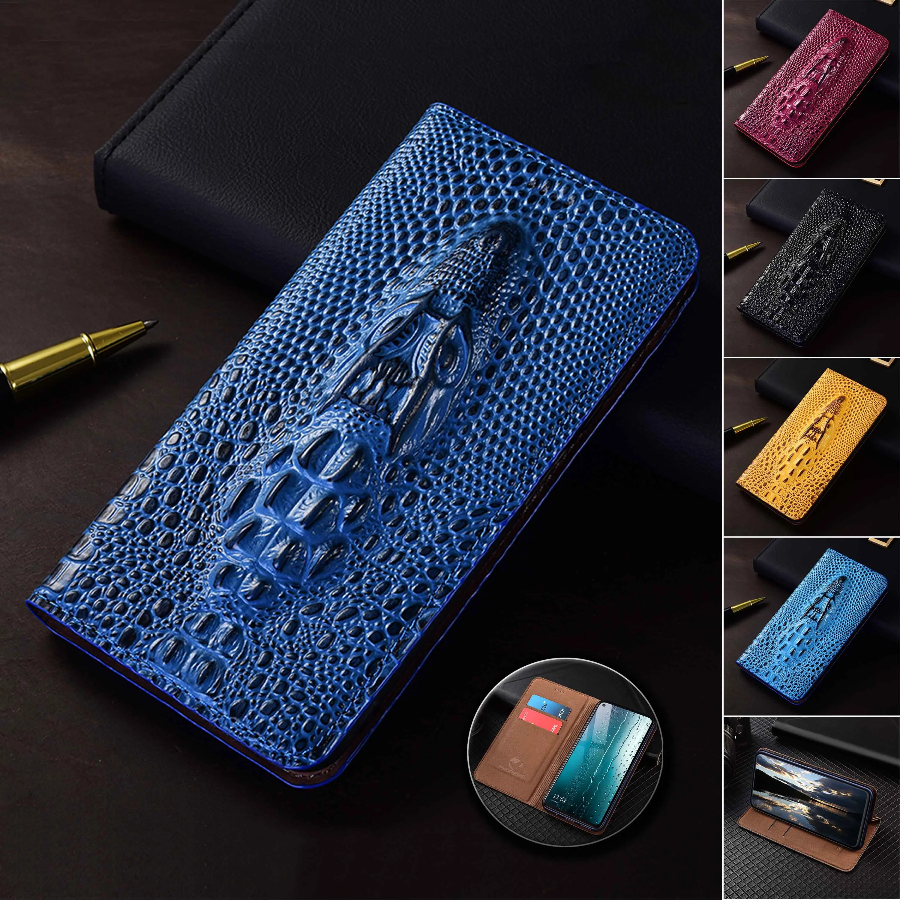 

For OPPO Find X X2 X3 X5 X6 X7 X8 X8S Pro Plus Ultra Lite Crocodile Head Pattern Of Genuine Leather Flip Cover Case Cowhide