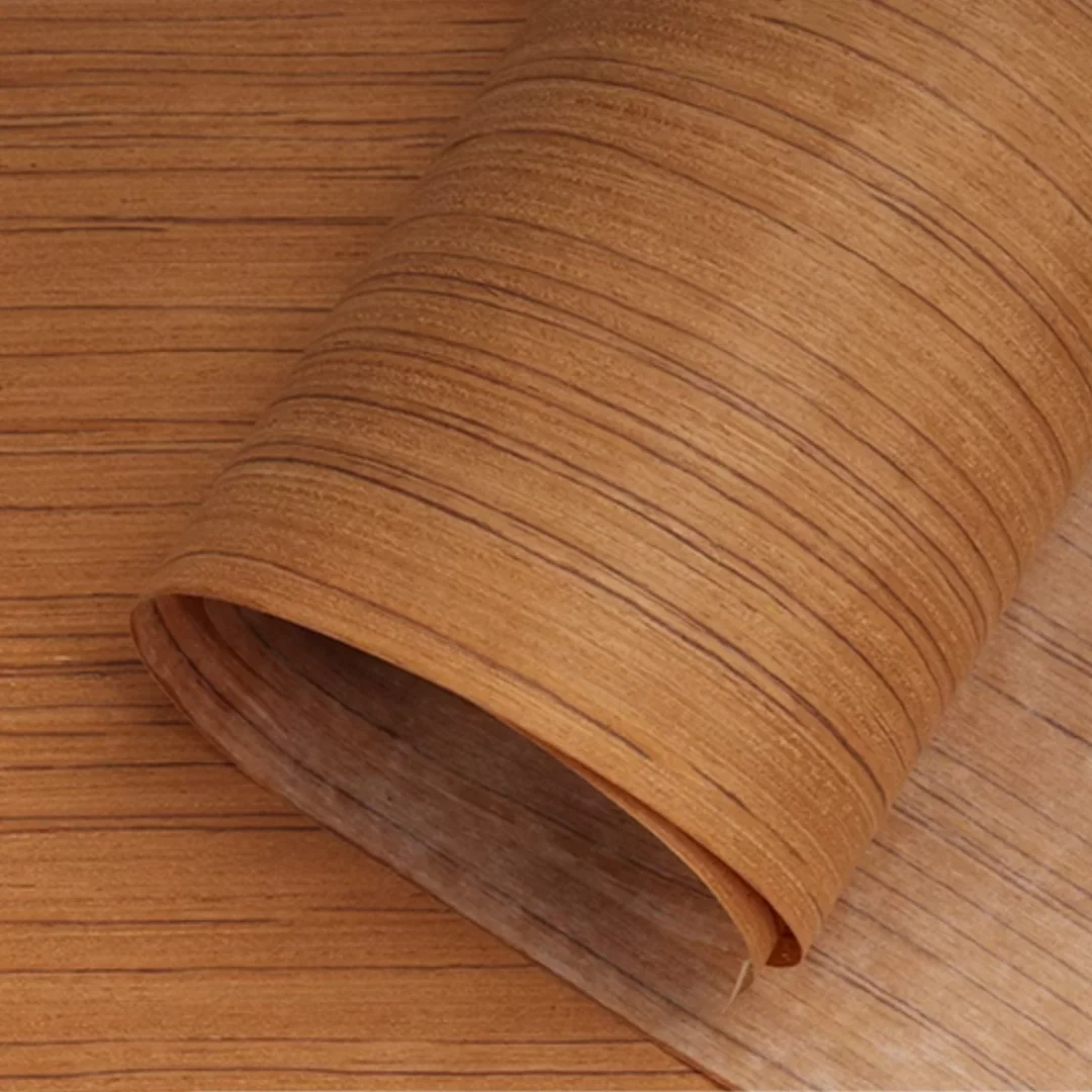 Length:2.5meter Width:580mm Thick :0.25mm Teak Textured Technology Wood Veneer Sheets for Furniture Home Audio Instrument Décor