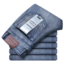 Wthinlee New Business Men's Jeans Casual Straight Stretch Fashion Classic Blue Black Work Denim Trousers Male Brand Clothing