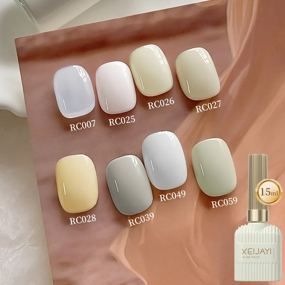 Xeijayi Effen Kleur Gel Nagellak Melkachtige Witte Rubberen Basis Top Coat Gel Nail Art Beginner Semi-Permanente Varnishgel