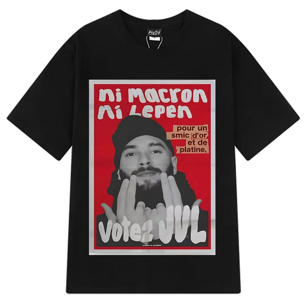 Camiseta de algodón con tributo a JUL de Ni Macron Ni Lepen, corte holgado para fanáticos del hip-hop francés, camisetas de moda famosas para mujeres y hombres