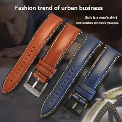 For Fossil Cowhide Leather Strap Men Black Blue Wristband Q Smart FTW1114 ME3110 FS5436 Quick Release Watchband 20mm 22mm 24mm