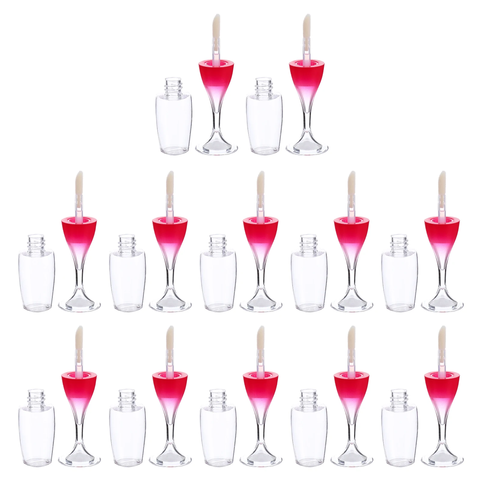 12 tubos brillantes con forma de mini copa de vino, envases de plástico vacíos para bálsamo recargable, frascos para almacenamiento, botella de brillo labial, color labial