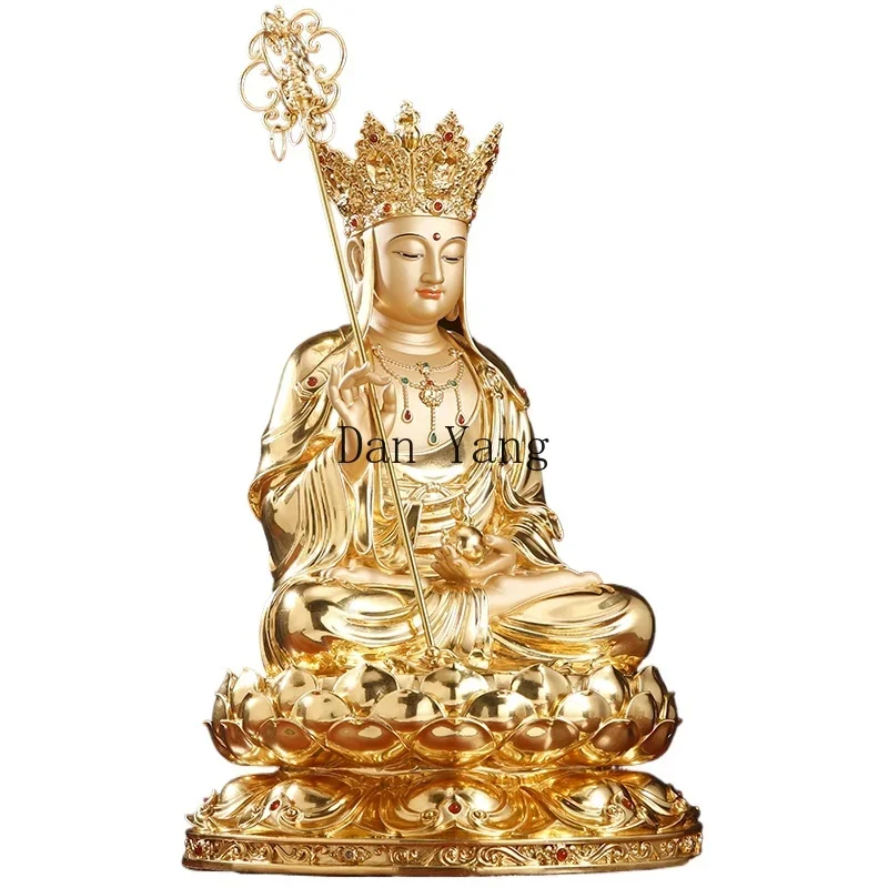 YJ pure copper gold Jizang King Bodhisattva statue bronze sculpture Jizang Bodhisattva Buddha statue home worship Saha