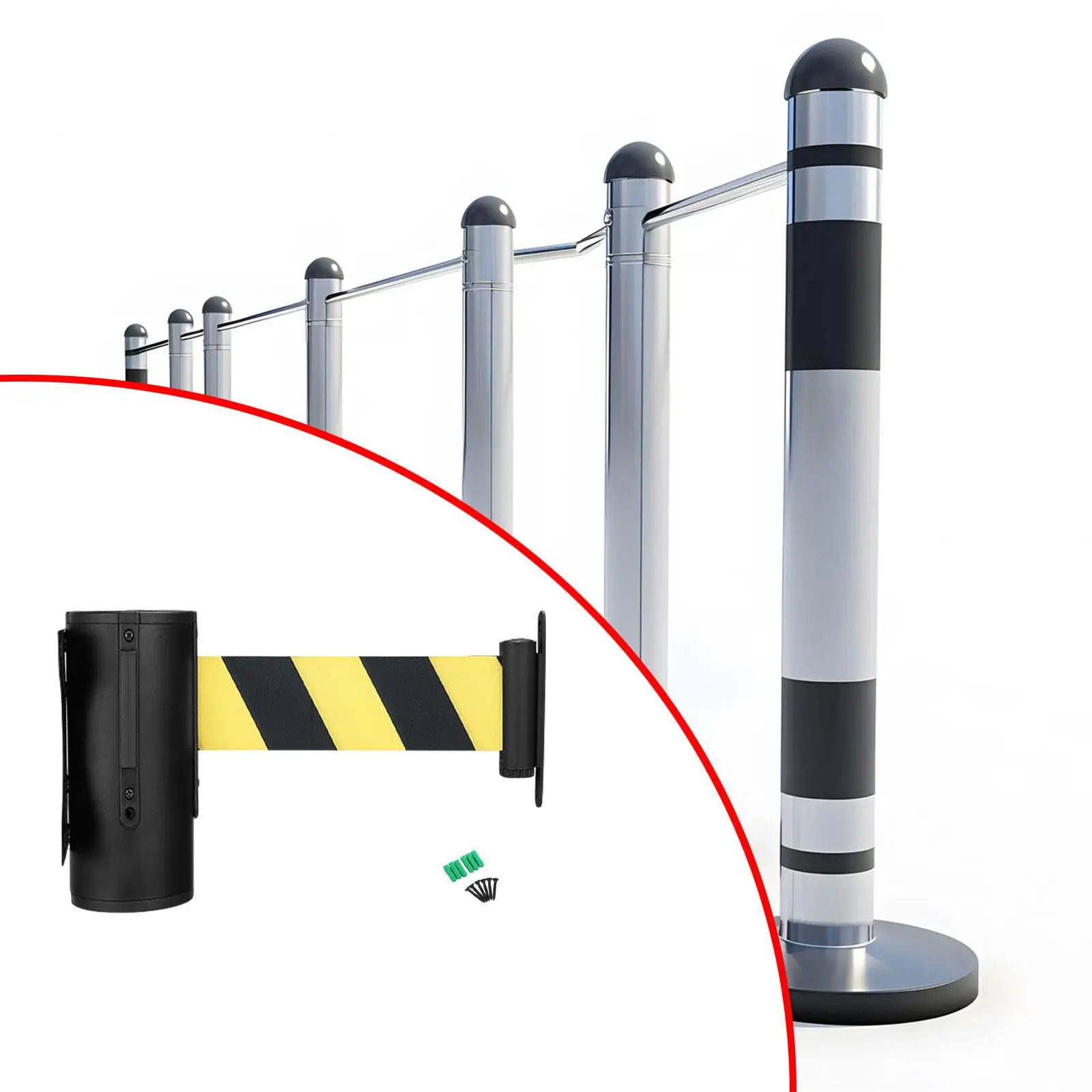 Wall Mounted Belt Barrier for Crowd Control in Educational Institutions And Warehouses