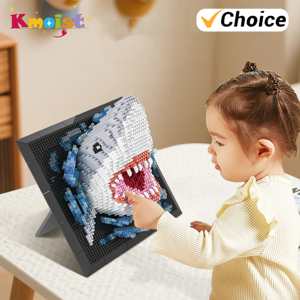 

Assembly Small Particle Shark Animal Hanging Picture Display Bricks Block 1800+Pieces Puzzle Building Blocks Toys for Kids
