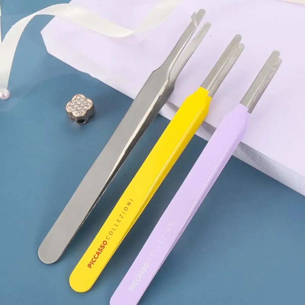 Multifunctional Round Tip Eyebrow Tweezers Straight Smooth False Eyelashes Applicator Eyelash Extension Aids