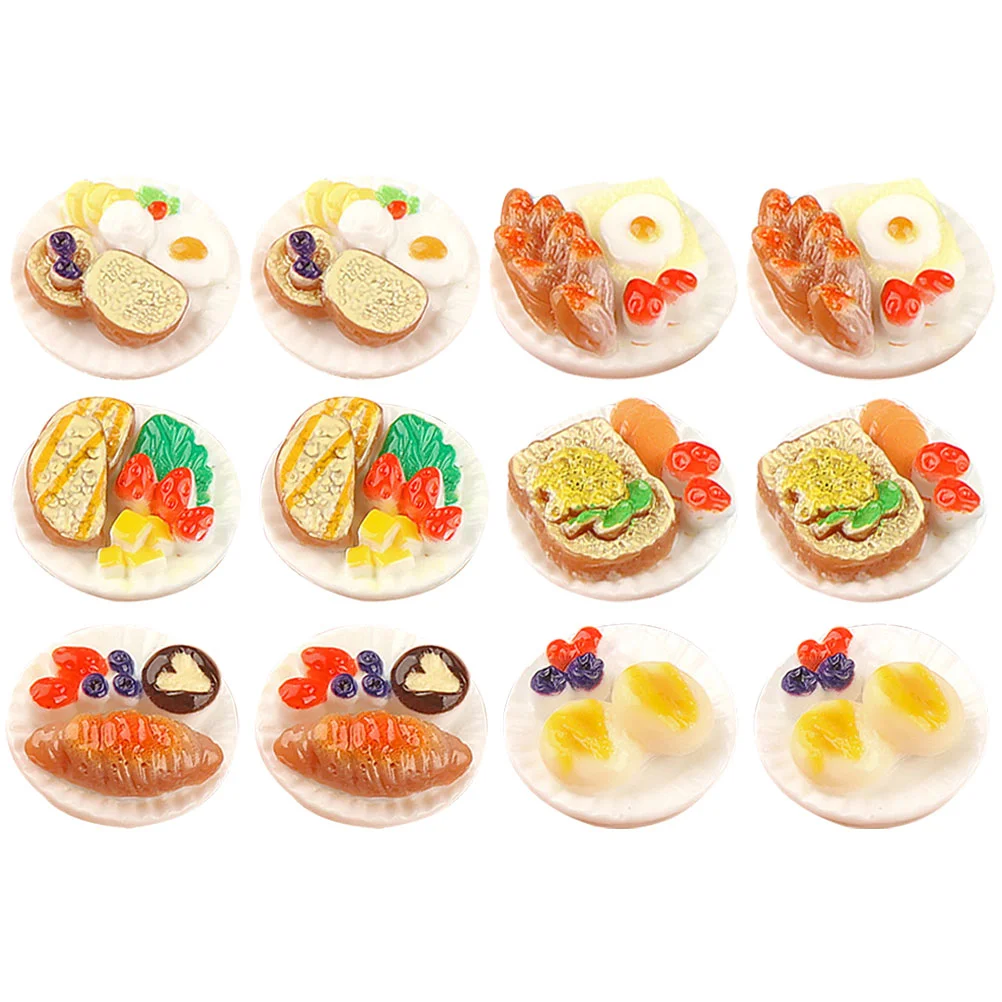 12 Pcs Simulated Food Mini Dessert Model House Miniature Toy Resin Snack Tiny Cake Decorations