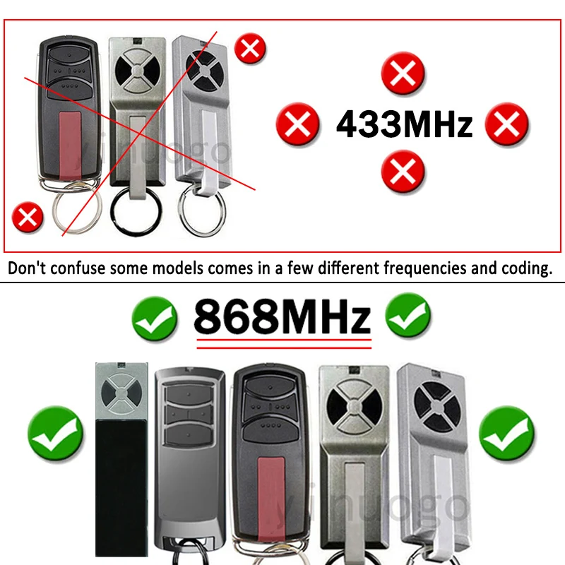 868MHz TX4EVF TX2EV TX4EV TX4REVF TX2REV TX4REV Garage Door Remote Control Programming Garage Door Opener Transmitter