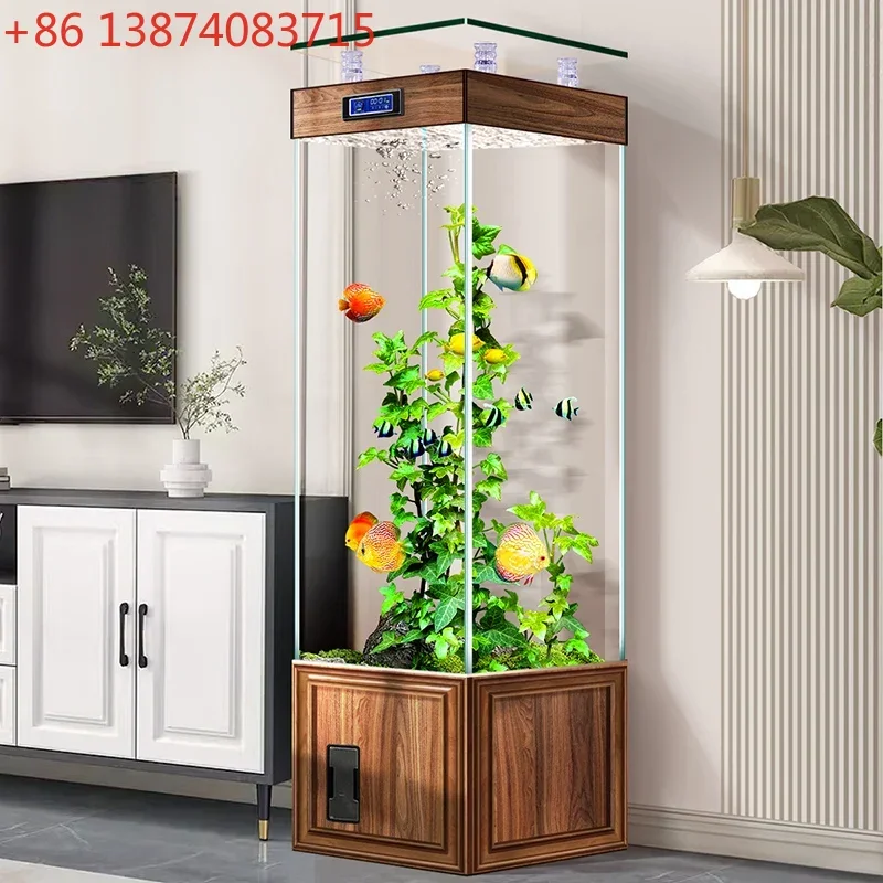 New Chinese fish tank small gold crystal ultra-white glass fighting fish special ecological three-dimensional square tank