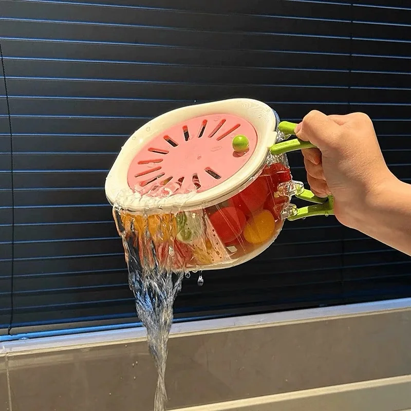 

Multifunctional Drain Basket Washing Fruits Vegetables Folding Handle Kitchen Freshness Bowl Fruit Basket Water Filter Basket
