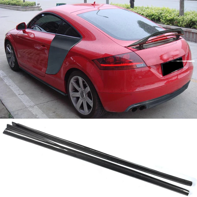 For Audi TT 8J MK2 Base Convertible Coupe 2-Door Bumper Lip 2008 2009 2010 2011 Real Carbon Fiber Racing Side Skirts