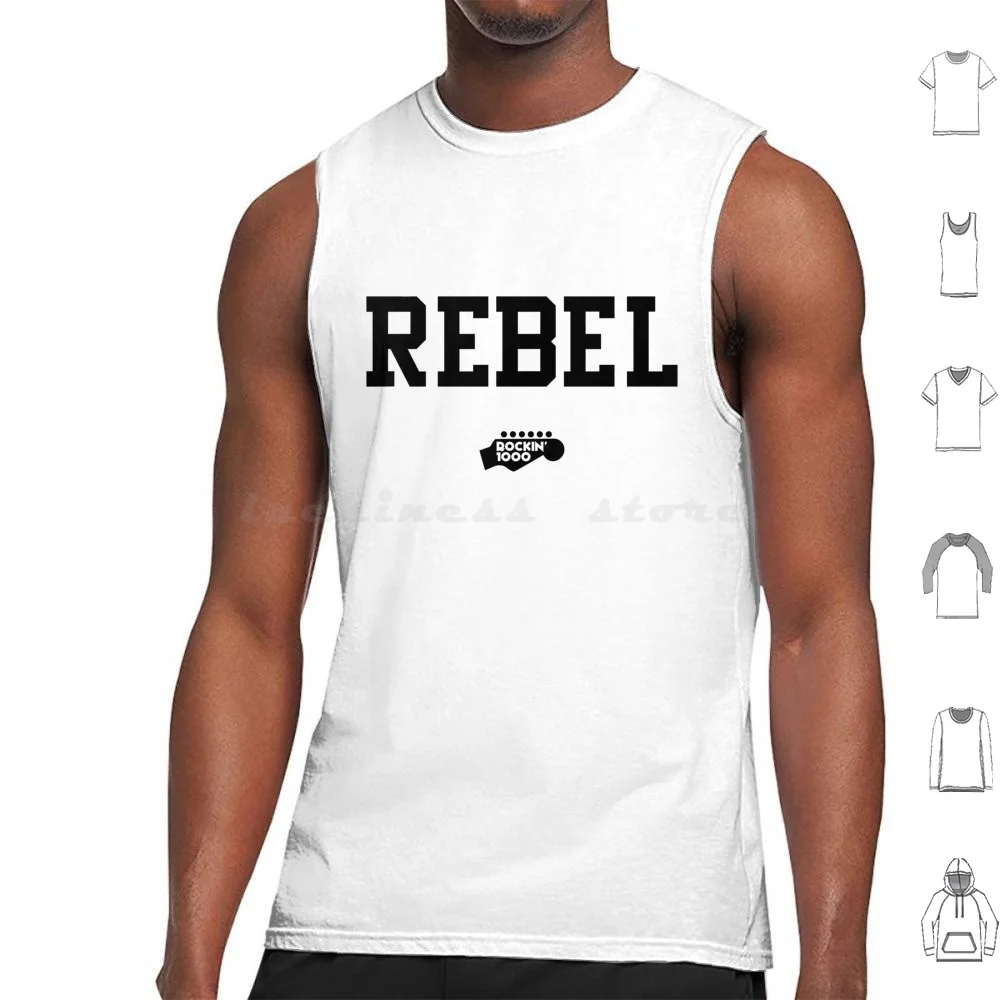 Rockin1000 Rebel Tank Tops Vest Sleeveless Rockin1000 Band Black And White Rebel