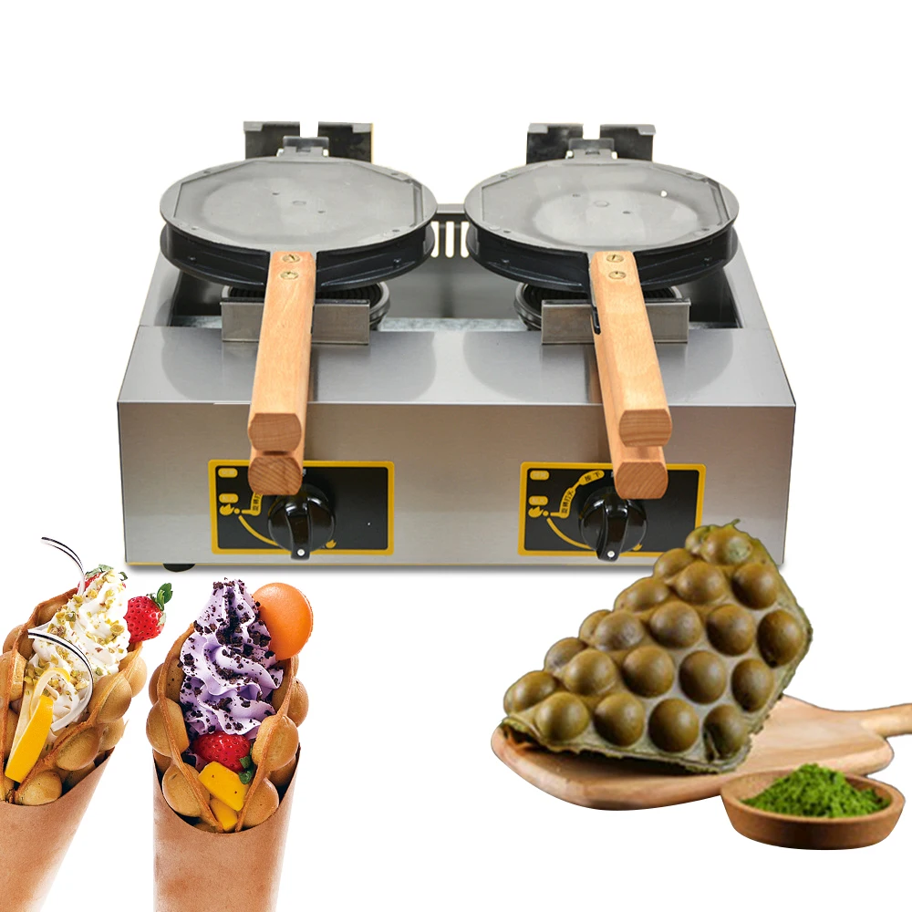 

2026, New modelFactory Wholesale Double Rotating Bubble Waffle hine Making Crepe Cone Non-Stick Cooking Gas Egg Waffle