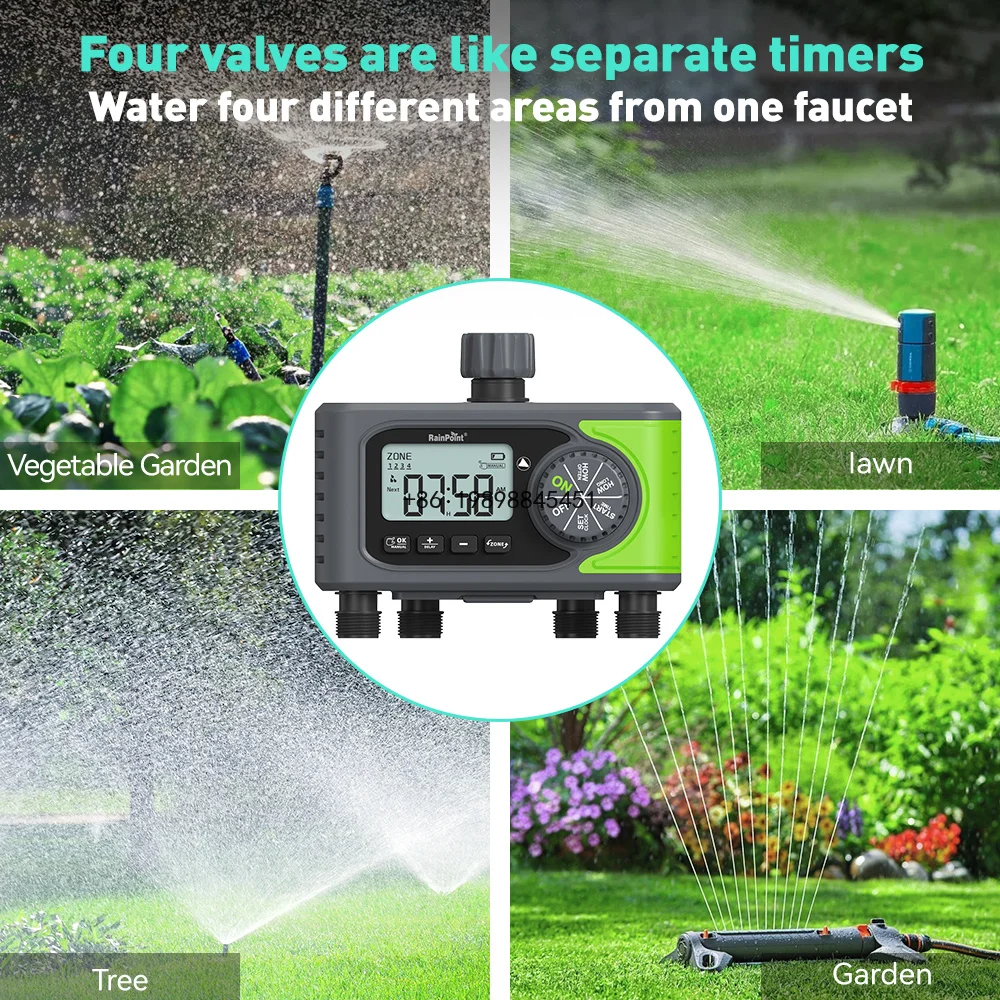 Watering System Smart Automatic Water Timer Garden Irrigation Controller with WiFi Remote Control for Lawn Farm Yard