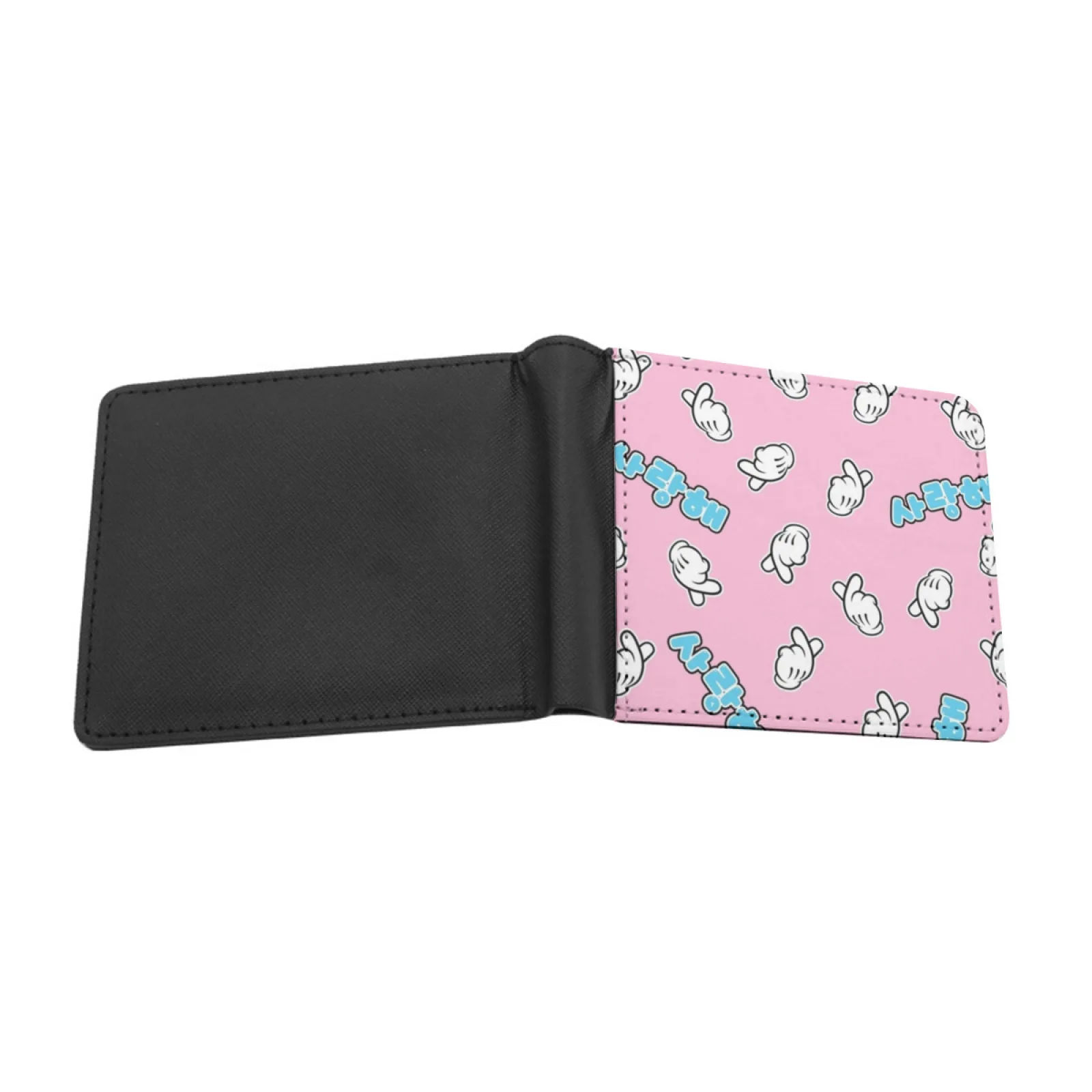 Saranghae I Love You Version 2 Men's Wallet Pu Leather Wallet Multifunction Credit Card Purse Mickey Cartoon Korean Korea Kpop