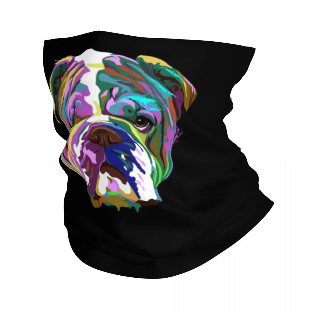 English Bulldog Splash Bandana Neck Gaiter Printed Magic Scarf Multi-use Cycling Scarf Running Unisex Adult Winter