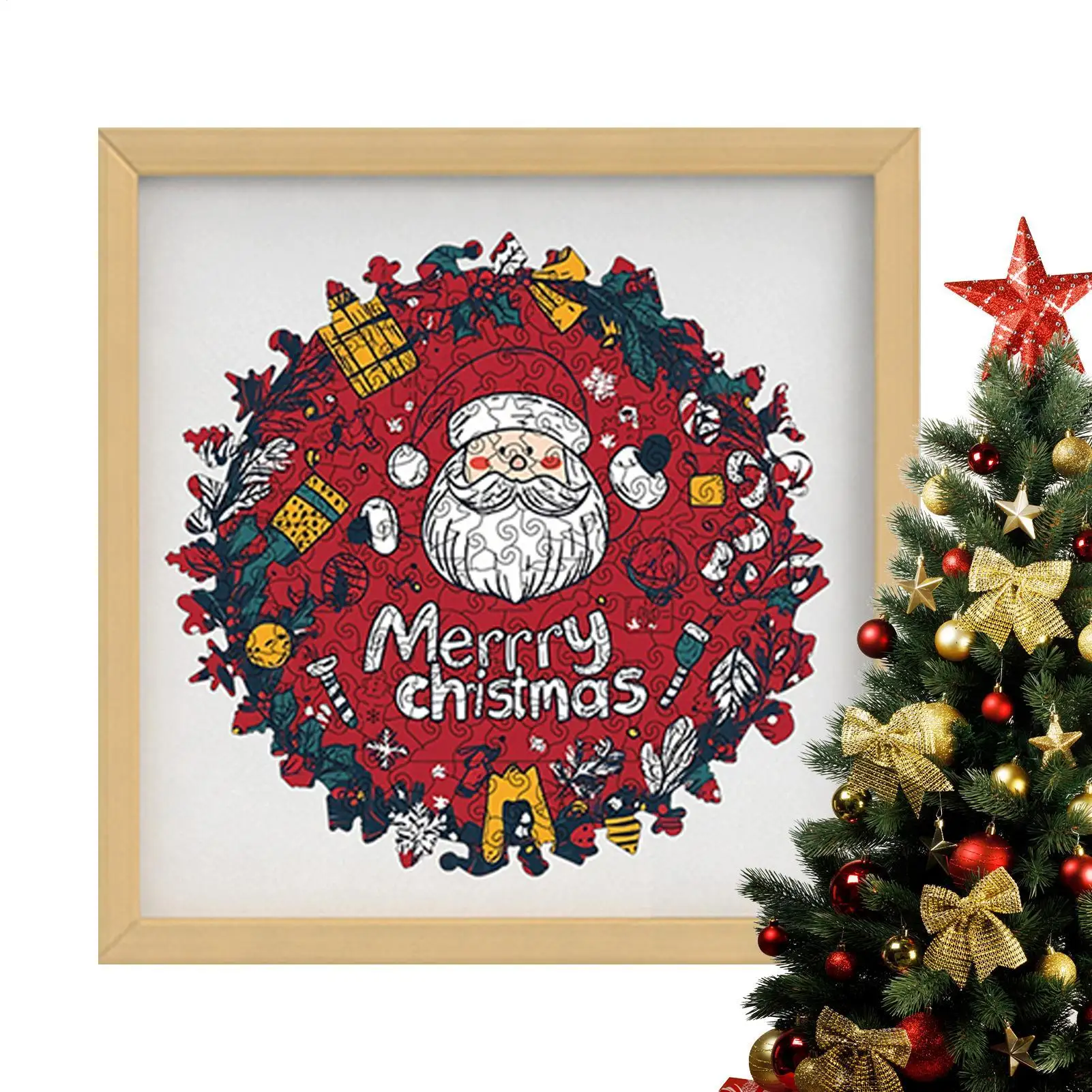 طفل الألغاز عيد الميلاد تحت عنوان إكليل تصميم عطلة الخشب بازل قطع للنساء بنين بنات الشباب المراهقين الزوج الابن ابنة #2