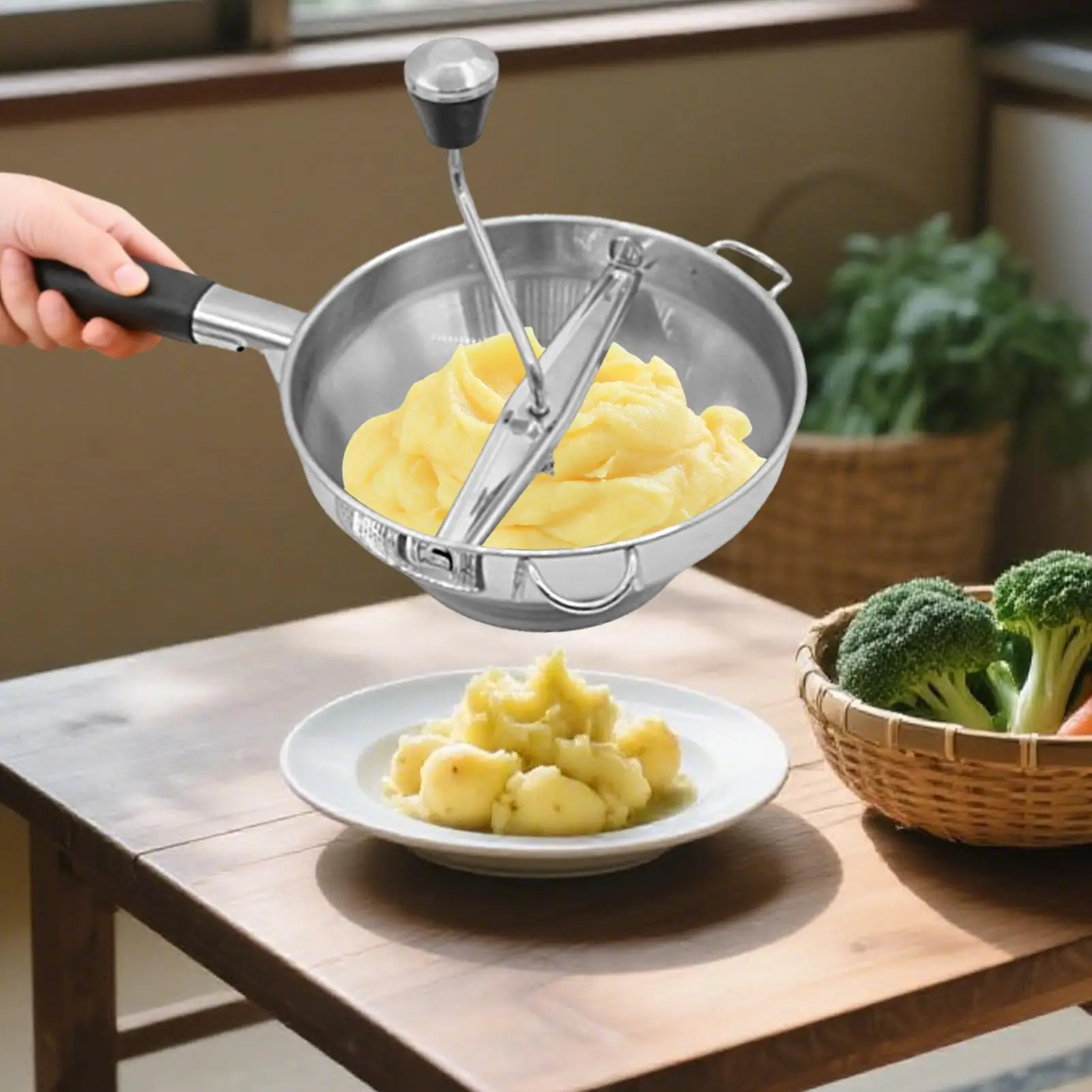 

Stainless Steel Rotary Food Mill Home Kitchen Tool With 3 Milling Discs Great For Making Vegetables Tomatoes Puree Or Soups