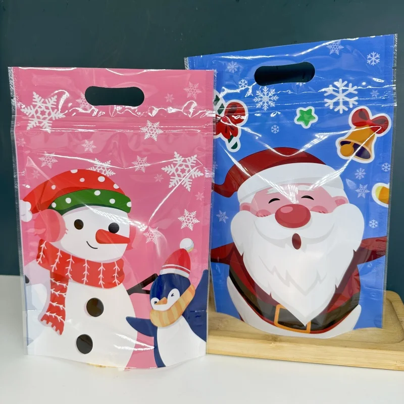 

Christmas Candy Gifts Ziplock Bag Xmas Socks Chocolate Cookies Nougat Packaging Bag Elk Child Present Decor Santa Zipper Pouch