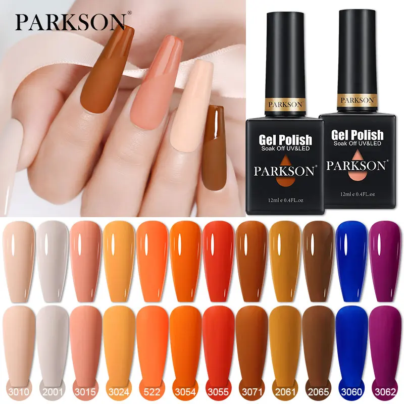 Parkson 12Ml Pompoen Gel Nagellak Basis Top Jas Glitter Gellack Nude Nail Art Doorweekt Ontwerp Rode Kleur Vernissen Uv Manicure