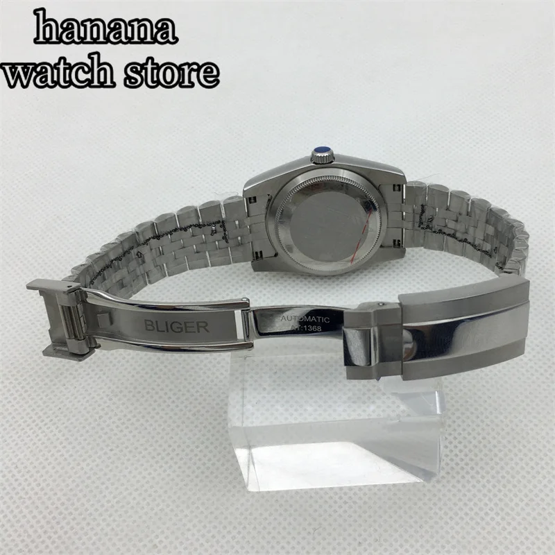 36 мм 39 мм золотой безель, белый циферблат, зеленый светящийся NH35, автоматический механизм, мужские часы, браслет из нержавеющей стали, сапфировое стекло