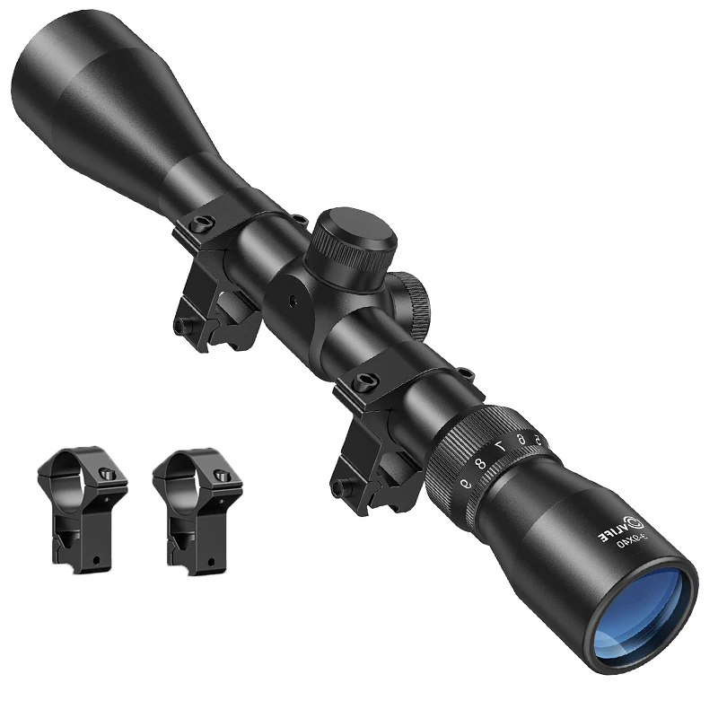 EZshoot Rifle Scopes Hunting 3X-9X Magnification Adjustment 40MM Full Multi-coated Blue Lens 2x Mounts Gun Accessories