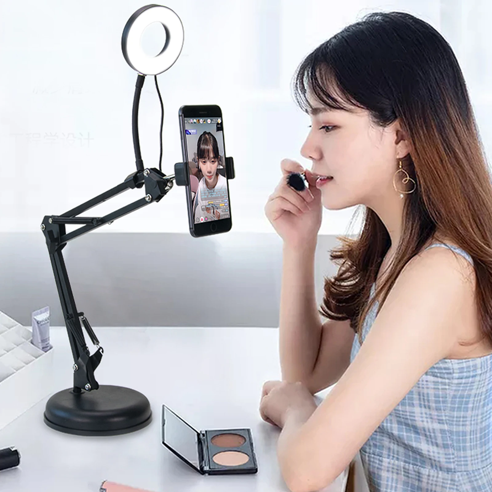 Camera St Video Recorder Bracket Webcam Holder Height Adjustable Durable Wrought Iron Scissor Arm Phone Clip Suitable Live