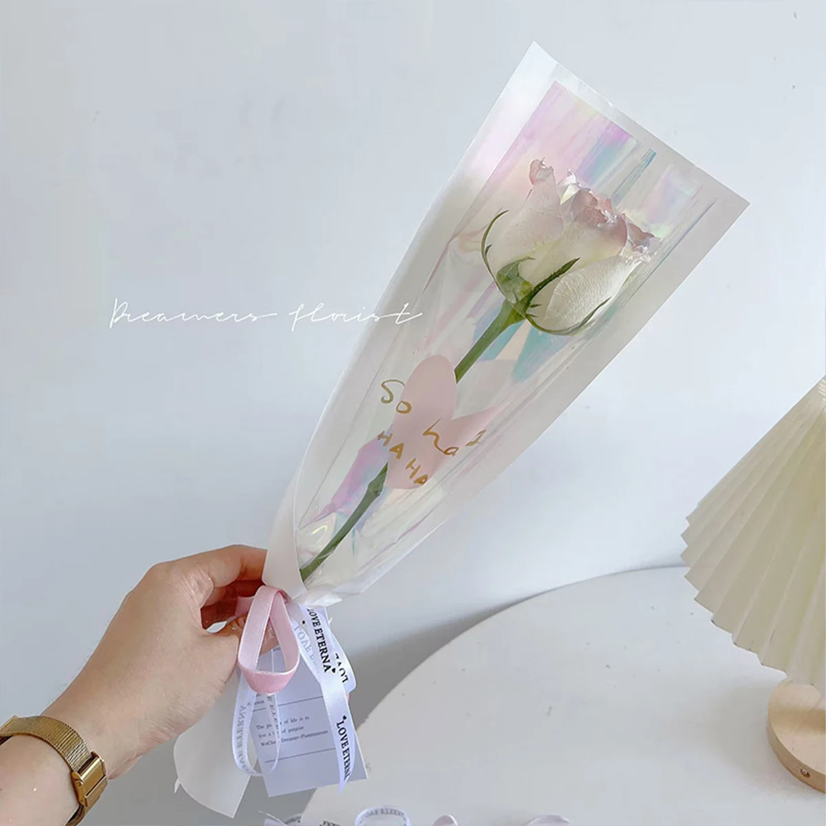 

50Pcs of Fresh Flower Packaging Paper Bag Single Rose Bouquet Packaging Transparent Glass Paper Fresh Flower Packaging