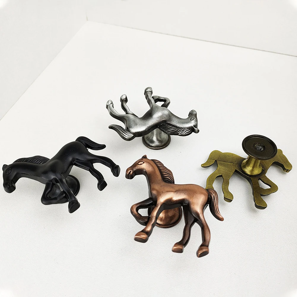 الأوروبي الرجعية الحصان شكل درج مقابض سبائك الزنك الأثاث خزانة مقبض المطبخ دولاب درج الباب Vintage سحب مقابض #2