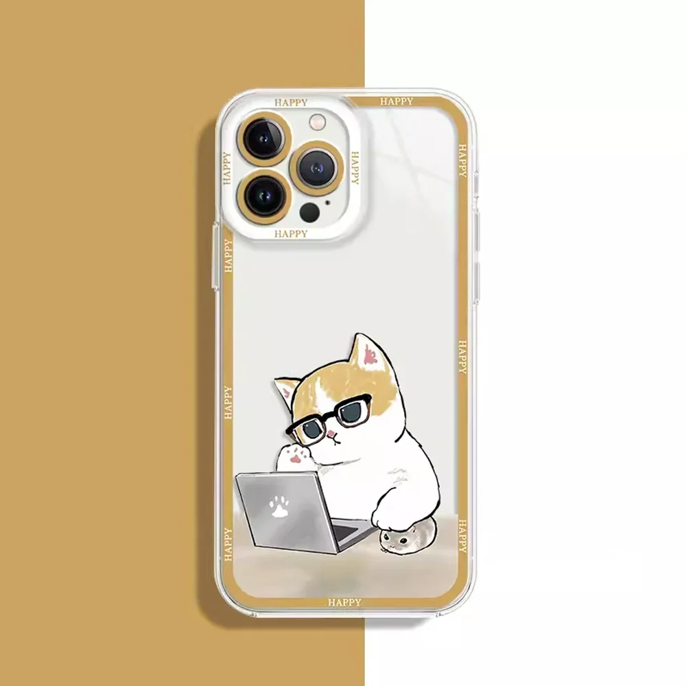 Kawaii Cat Animal Printed Phone Case for Samsung Galaxy A55 A54 A53 A51 A70 A32 A31 A22 A13 5G Cute Shockproof Clear Soft Covers