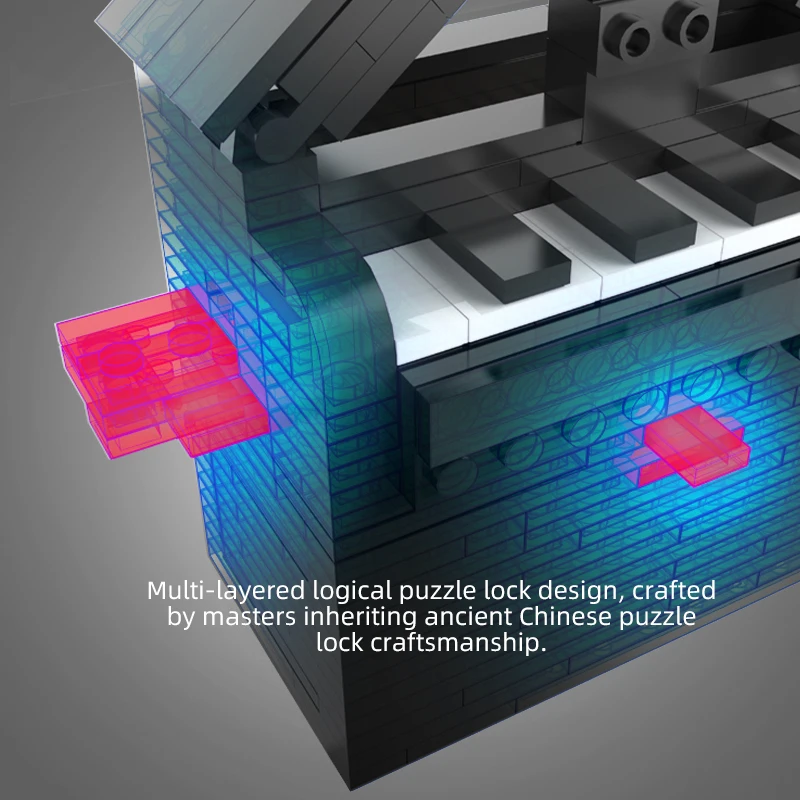 Bouwsteen Piano Puzzeldoos Ontgrendelend speelgoed, Verrassingsopbergvak, Ideaal cadeau voor kinderen en volwassenen, Leuke leerervaring