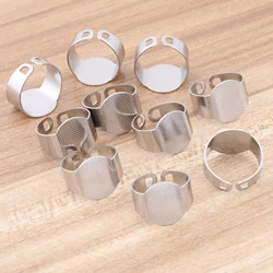 10pcs Stainless Steel Adjustable Ring Base Setting Blanks Diy Bezels For Fingerring Jewelry Making Supplies 12x15mm Pad