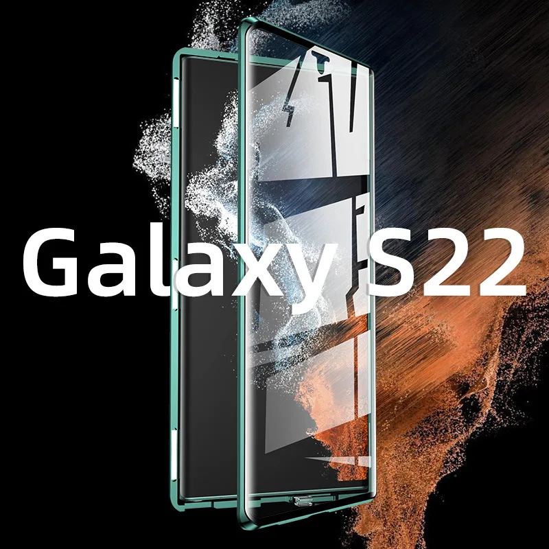 Dla Samsung Galaxy S24 S23 S22 S21 Ultra Note20 Case 360 ° Full Surround metalowa obudowa magnetyczna z ekranem szklana osłona aparatu