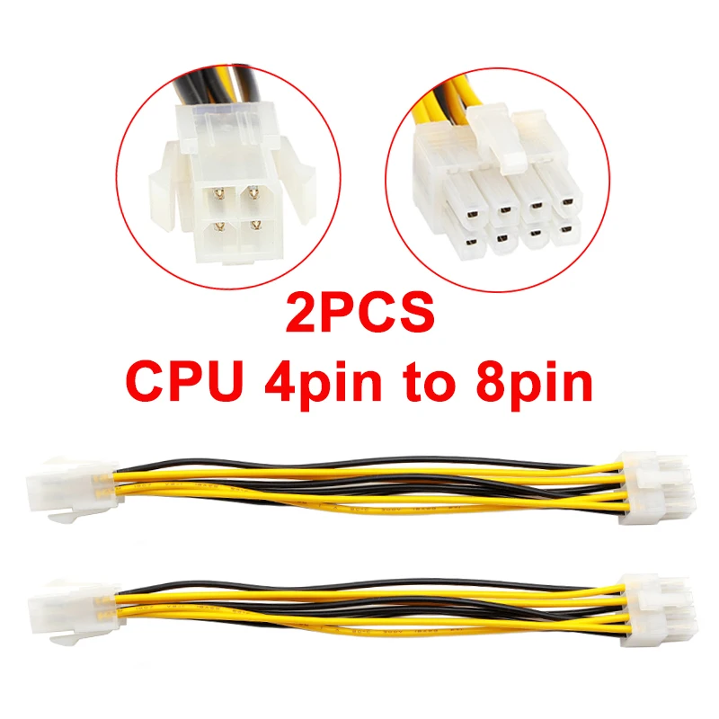 

2pcs ATX 4-Pin Male To 8-Pin Female CPU Board Power Supply Converter Adapter Cable PC Motherboard Power Cable Cord 20CM