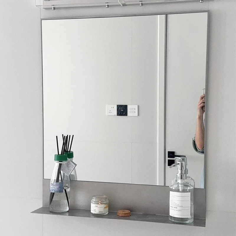 

Stainless steel bathroom mirror, toilet vanity mirror with rack