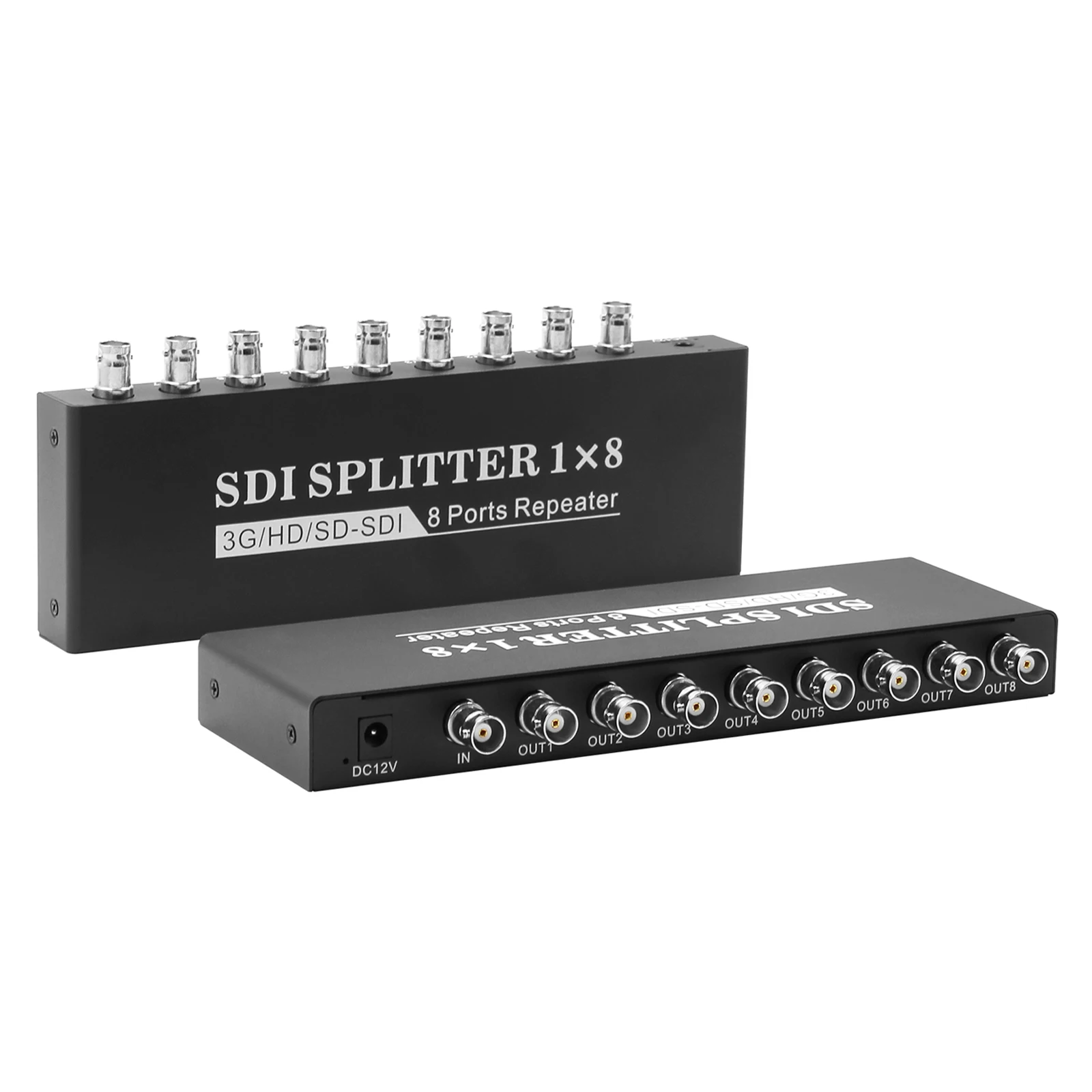 SDI Splitter 1x8 Distribution Extender, Support SD-SDI,HD-SDI and 3G-SDI and Distribute to 8 Simultanous SDI Output