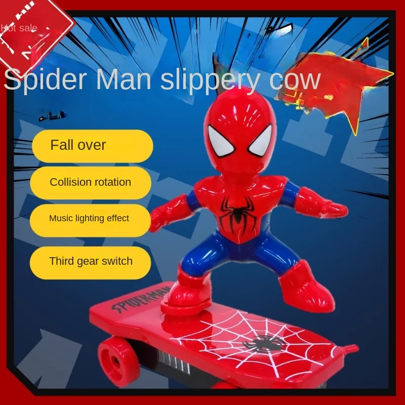 Marvel Legend Spider-Man Scooter Elétrico para Crianças, Roda Universal, Modelo Artesanal, Figuras de Brinquedo de Iluminação, Rolo 360 °, Presentes